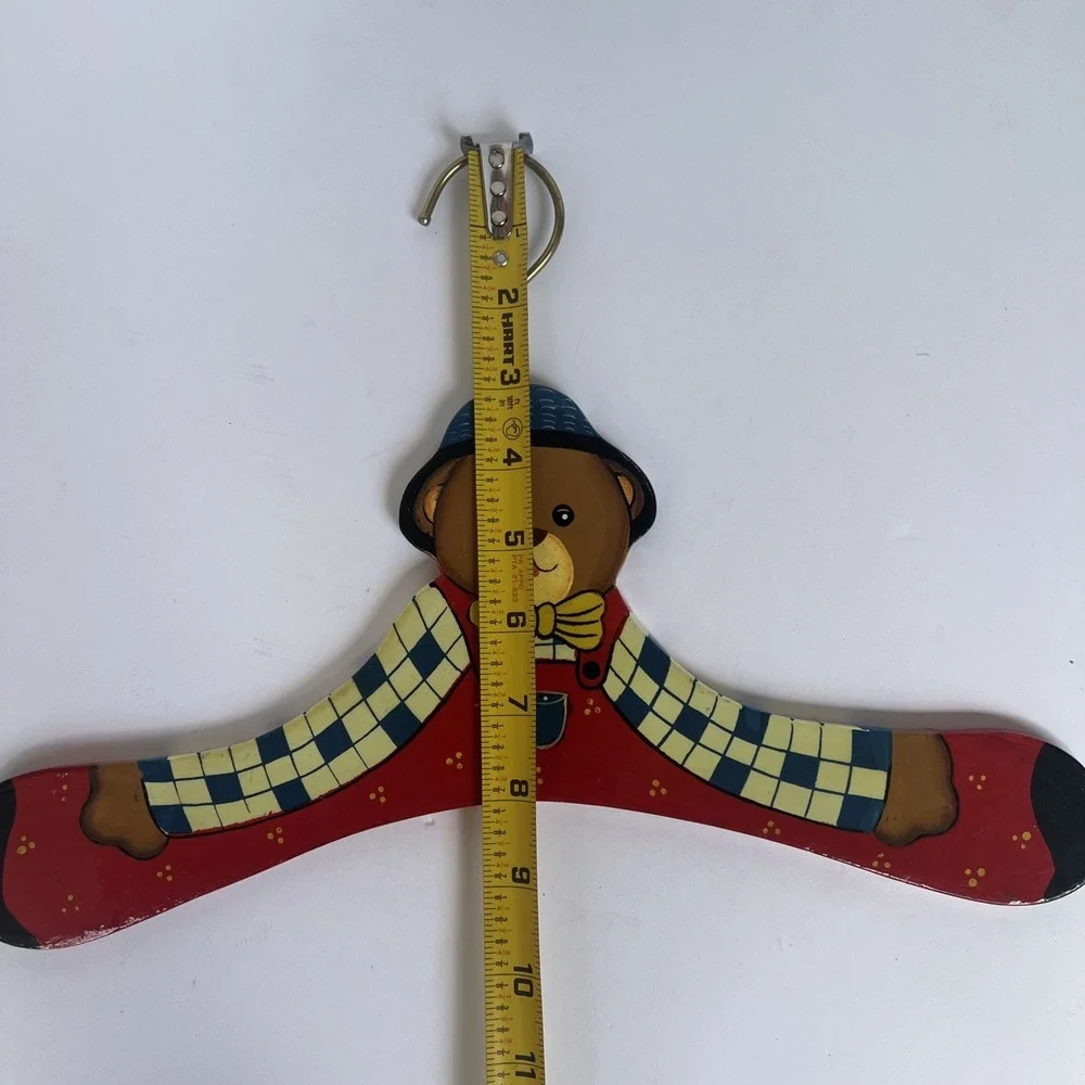Children's Vintage Wooden Clothes Hanger Teddy Bear Hand Painted